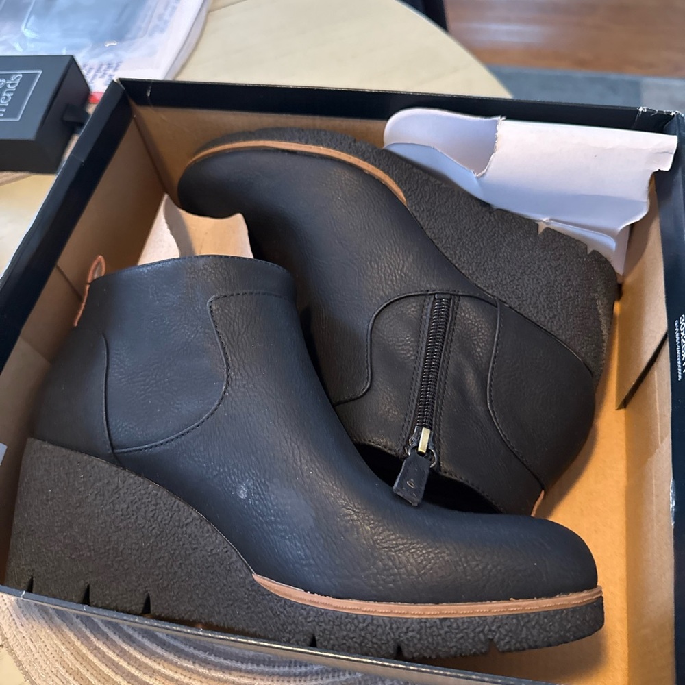 Black Wedge Ankle Boots
